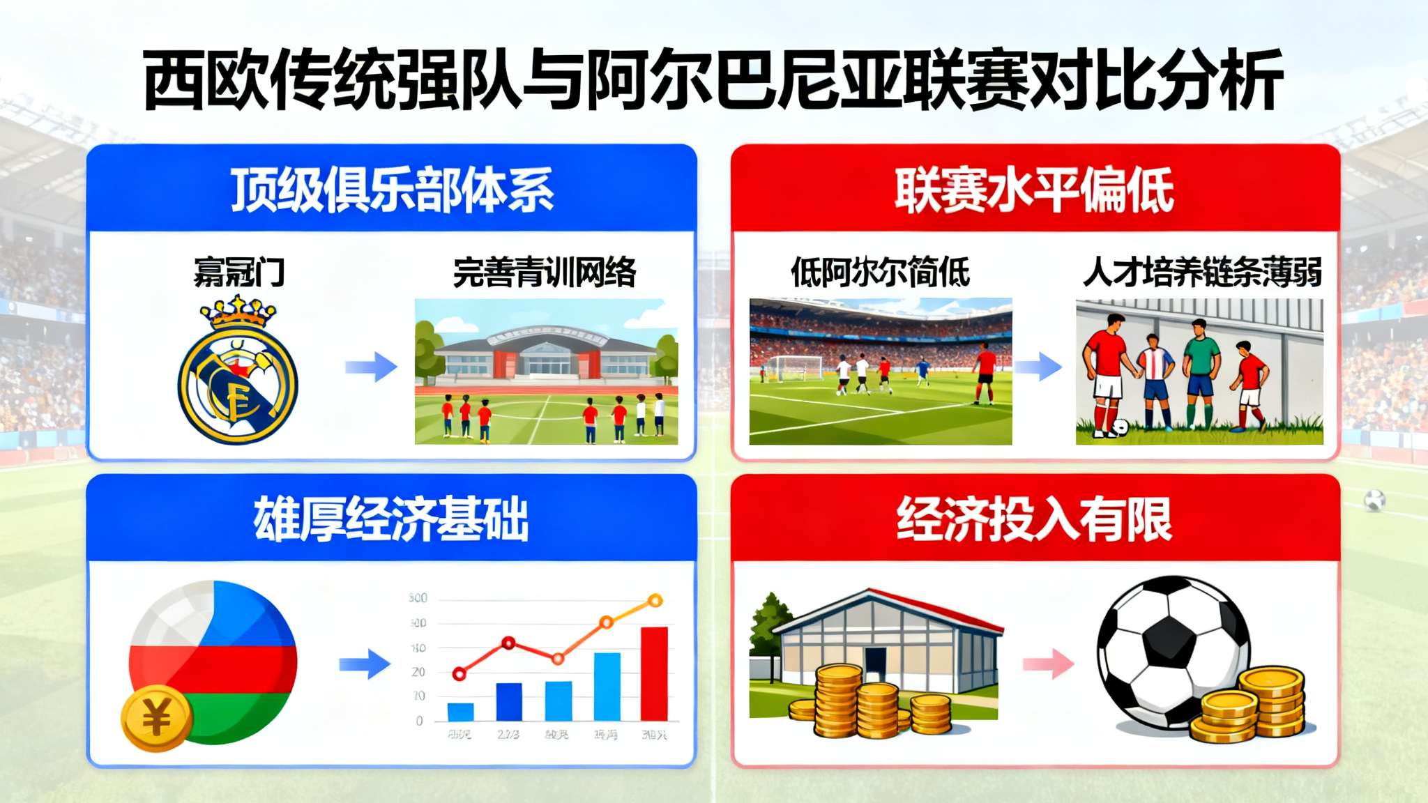 阿尔巴尼亚希腊 相较西欧传统强队的大投入——顶级俱乐部体系、完善青训网络,以及雄厚经济基础——阿